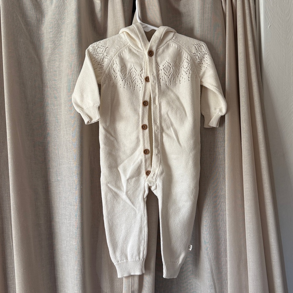 Cozy White Knit Baby One Piece